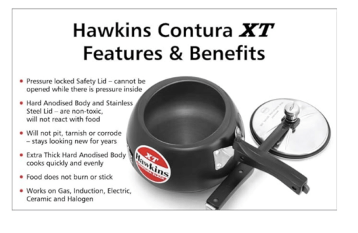 Hawkins Contura Black XT Induction Compatible Pressure Cooker, 3 Litre, Black (CXT30) - Image 2